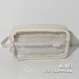 Portable Pencil Case with Large Capacity and Visible Window, Stationery Storage Bag, Ins-Style, Simple, Lightweight for Primary and Secondary Schools