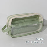 Portable Pencil Case with Large Capacity and Visible Window, Stationery Storage Bag, Ins-Style, Simple, Lightweight for Primary and Secondary Schools