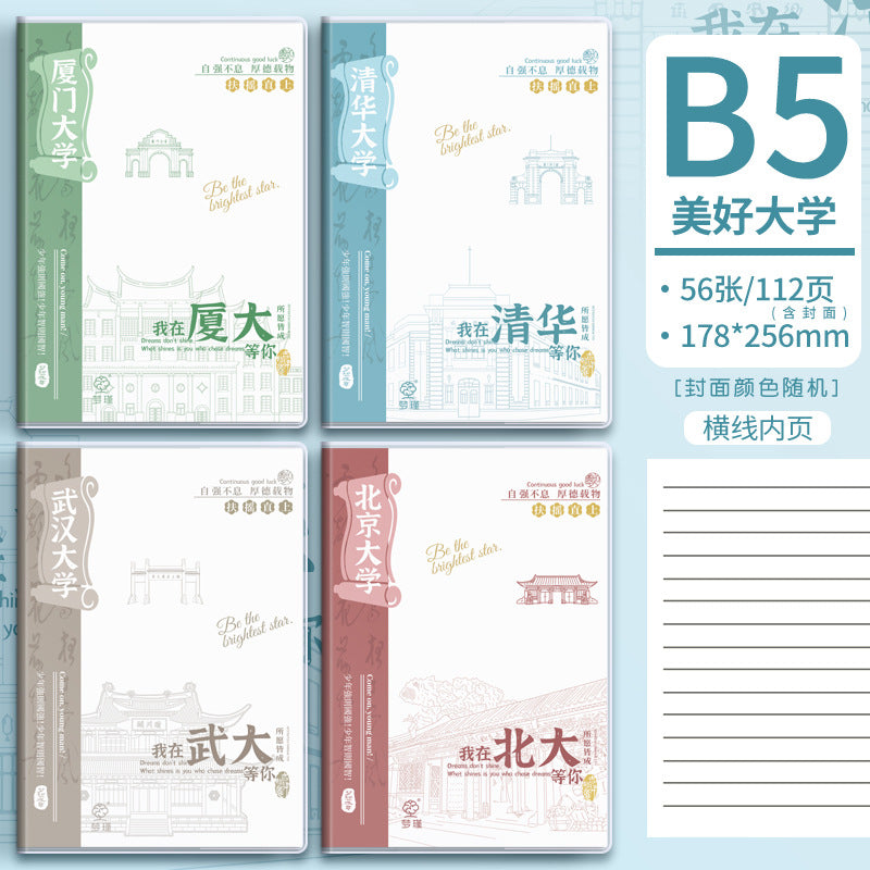 B5 School University Plastic Cover Notebook for Middle and High School Exams Inspirational A5 Thickened English Lined Homework Notebook Wholesale