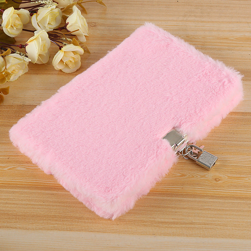 New Customizable Creative Cute Student Plush Diary with Lock Notepad School Gift Notebook