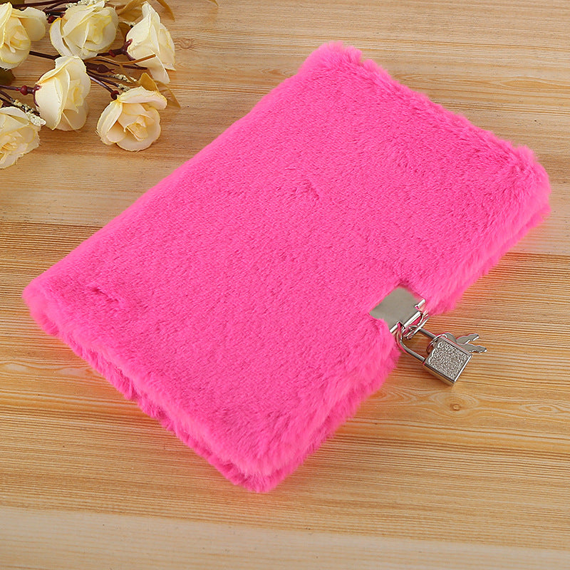 New Customizable Creative Cute Student Plush Diary with Lock Notepad School Gift Notebook