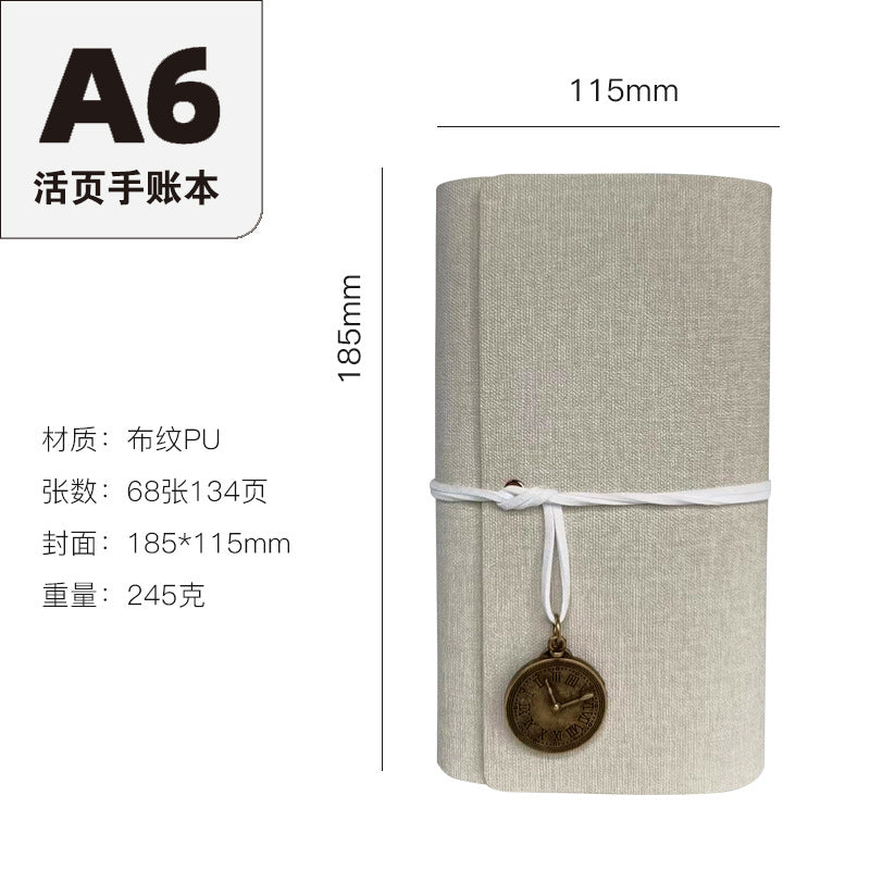 A6 strap hand ledger custom retro three-fold loose-leaf notebook campus student notepad cover logo custom