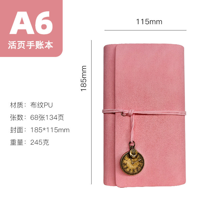 A6 strap hand ledger custom retro three-fold loose-leaf notebook campus student notepad cover logo custom