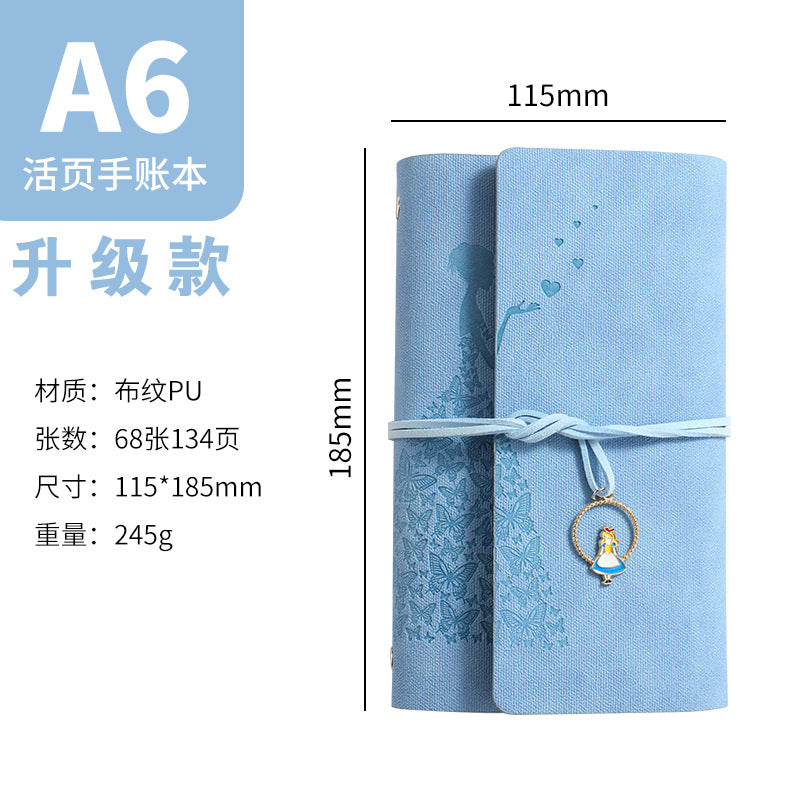 A6 strap hand ledger custom retro three-fold loose-leaf notebook campus student notepad cover logo custom