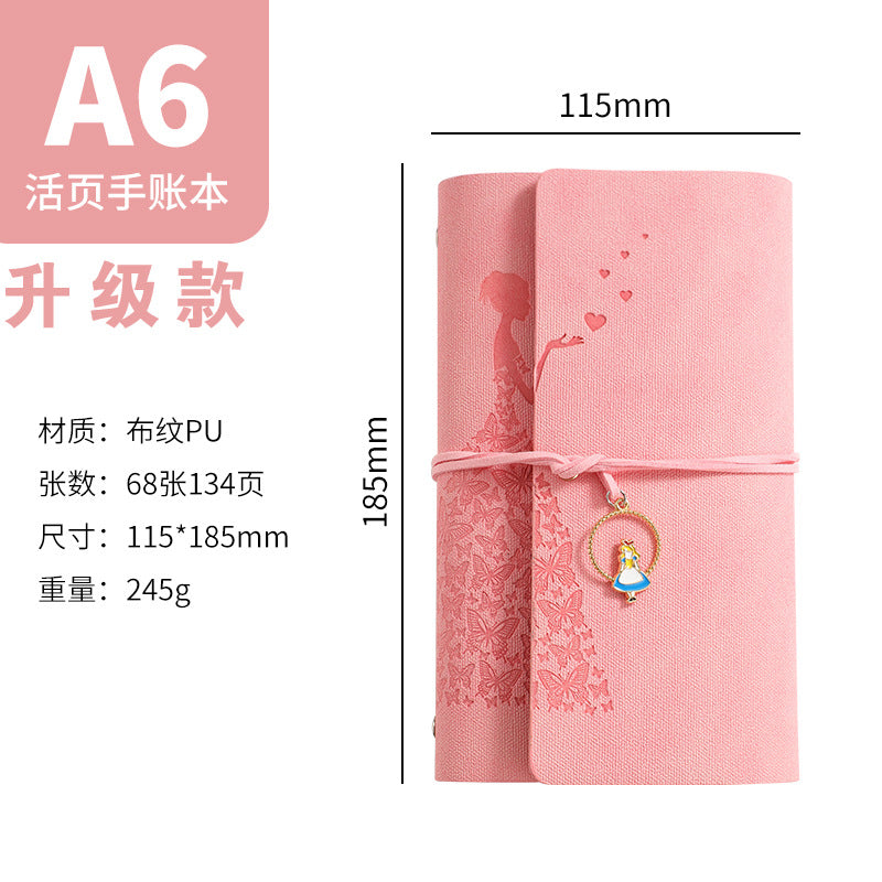 A6 strap hand ledger custom retro three-fold loose-leaf notebook campus student notepad cover logo custom