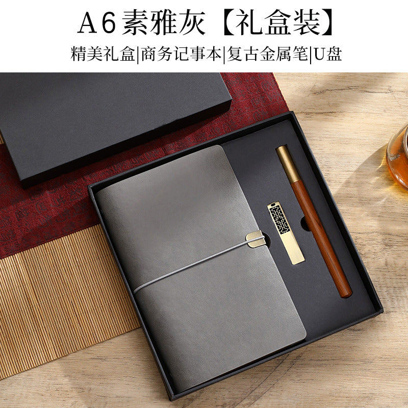 A6 strap hand ledger custom retro three-fold loose-leaf notebook campus student notepad cover logo custom