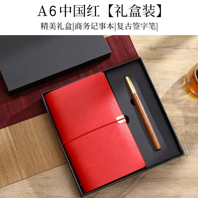 A6 strap hand ledger custom retro three-fold loose-leaf notebook campus student notepad cover logo custom