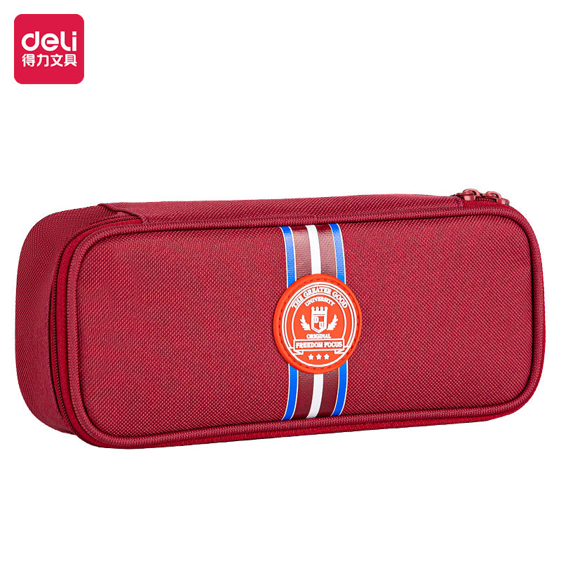 Deli Pencil Bag Boys Pupil Stationery Box 2023 New Pencil Case Large Capacity British Style College Stationery Bag