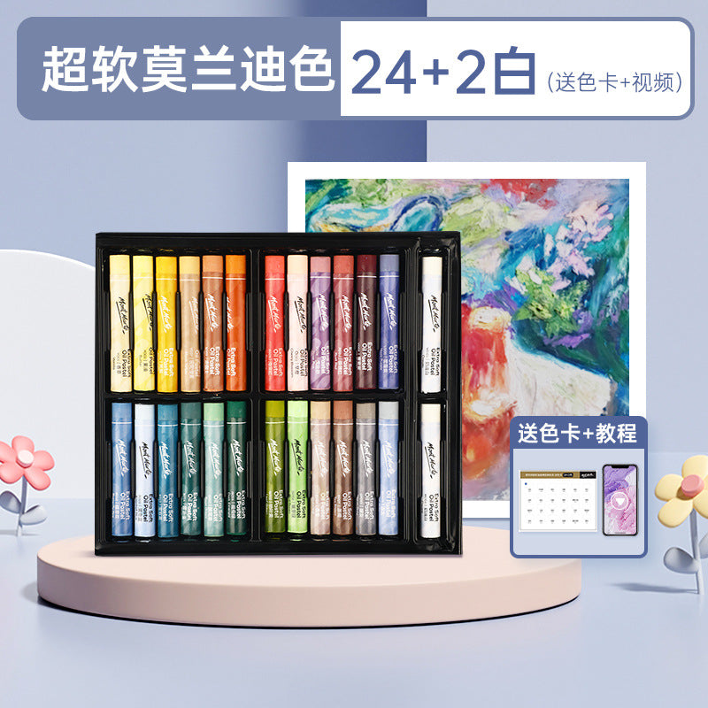 Montmartre Oil Painting Stick 24 Color Soft Crayon Training Studio Wholesale 12 Color Children Silky Super Soft Heavy Color Oil Painting Stick