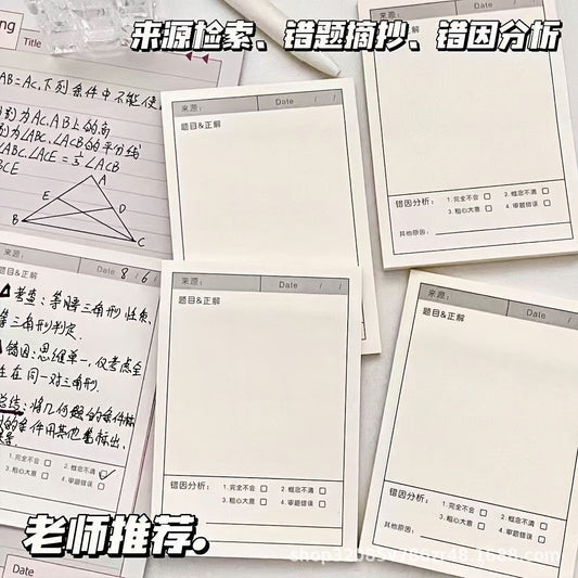 Multifunctional Sticky Notes for Correcting Mistakes, Self-Adhesive Memo Paper, Thickened Error Correction Notebook Wholesale