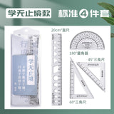 Student Set of Rulers 4-Piece Set Ruler 20cm Triangle Set Ruler Protractor Multi-Functional Primary School Student Macaron