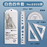 Student Set of Rulers 4-Piece Set Ruler 20cm Triangle Set Ruler Protractor Multi-Functional Primary School Student Macaron