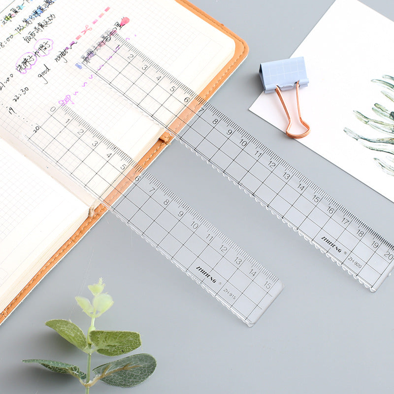 Creative plastic transparent ruler 15/20cm transparent ruler drawing measuring student stationery scale caliper