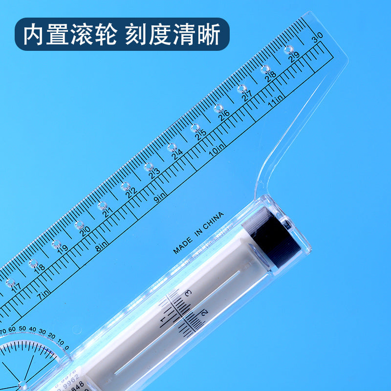 30cm angle parallel ruler roller ruler balance ruler Rolling ruler multi-function drawing design drawing ruler tool