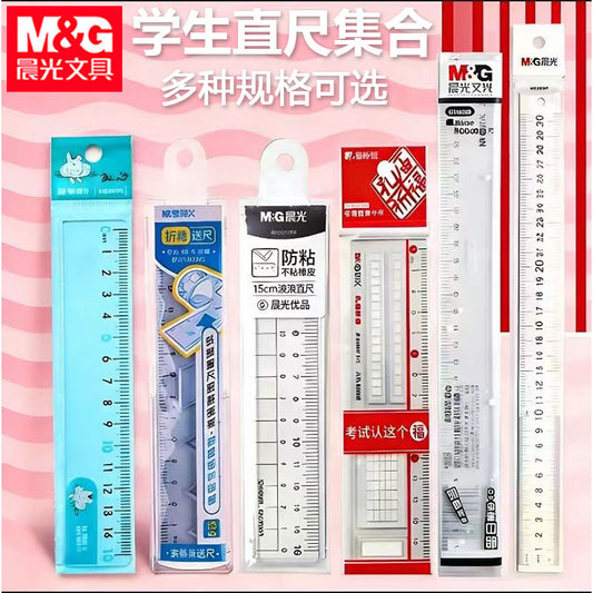 Morning Light Transparent Ruler Student Exam Drawing Measuring Ruler 15cm Wavy Soft Ruler Aluminum Alloy 20cm Plastic