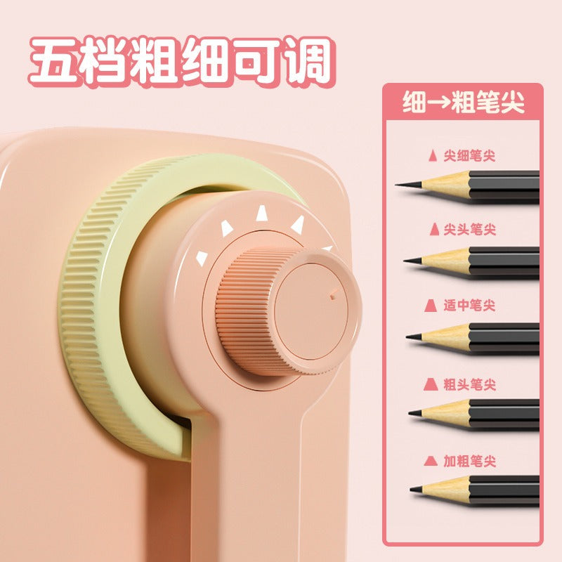 Deli Automatic Pen-Feeding Manual Pencil Sharpener with Multiple Settings for Students, Cartoon Style, Wholesale