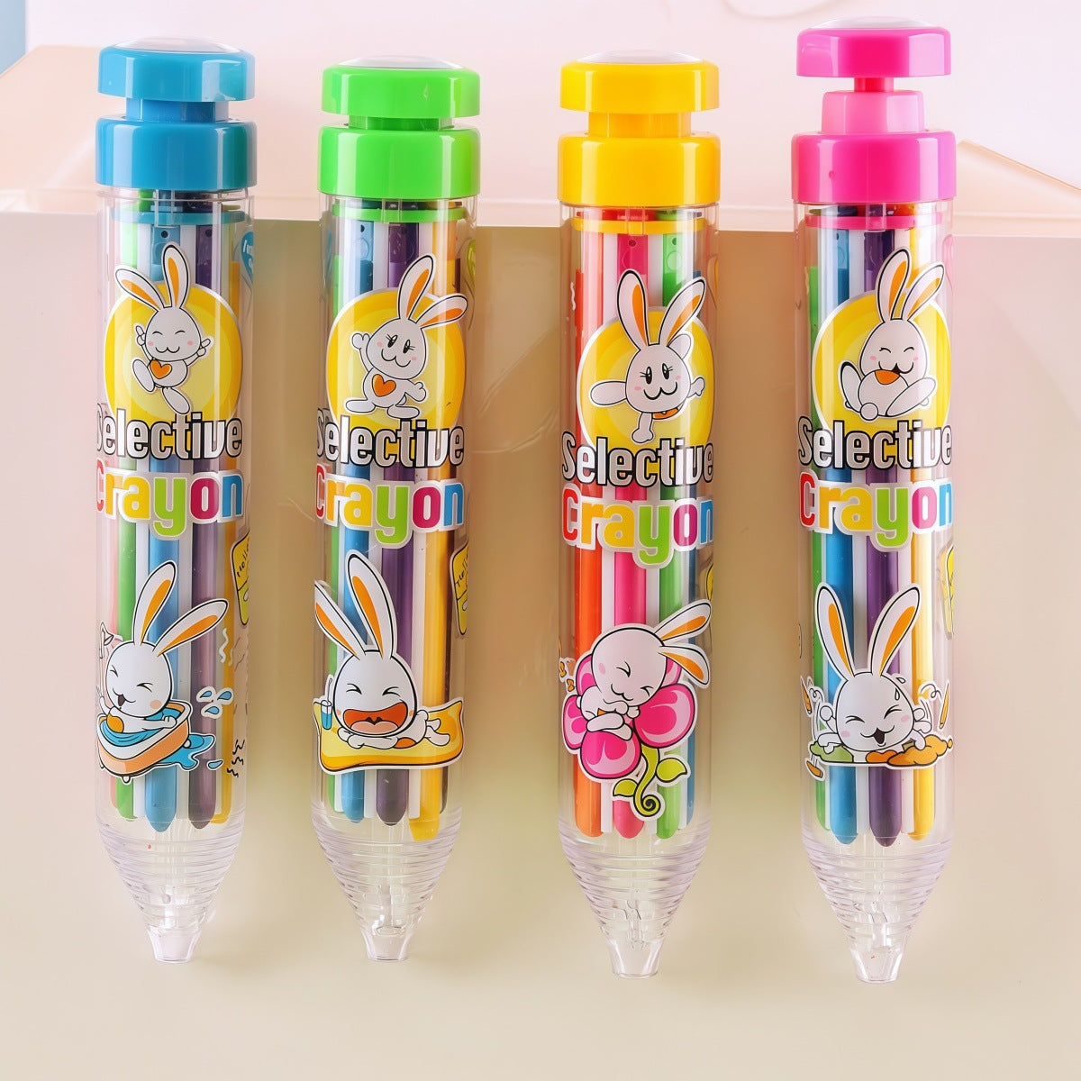 Mingda push crayon 678A multi-functional crayon 8-color crayon creative push multi-color student crayon