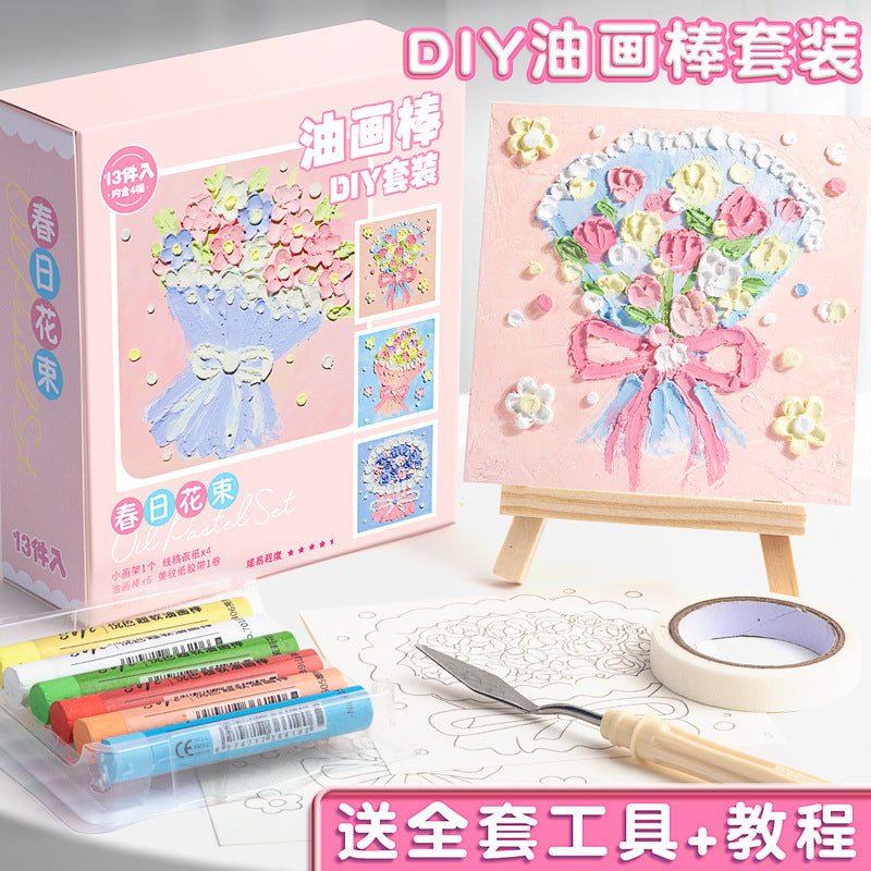 Oil Pastel Painting Paper Scraper Tool Set Kidsren's Painting Bag Student DIY Painting Heavy Color Soft Super Soft Crayon