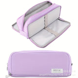 in stock Multi-layer Canvas Retractable Pencil Case Korean Simple High School Student Macaron Color-block Variable Large Capacity Pencil Case