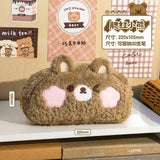Japanese-Style Cartoon Kt Cat Ear Plush Pencil Case, High-Capacity, High-Appearance Value, Suitable for Middle and High School Students