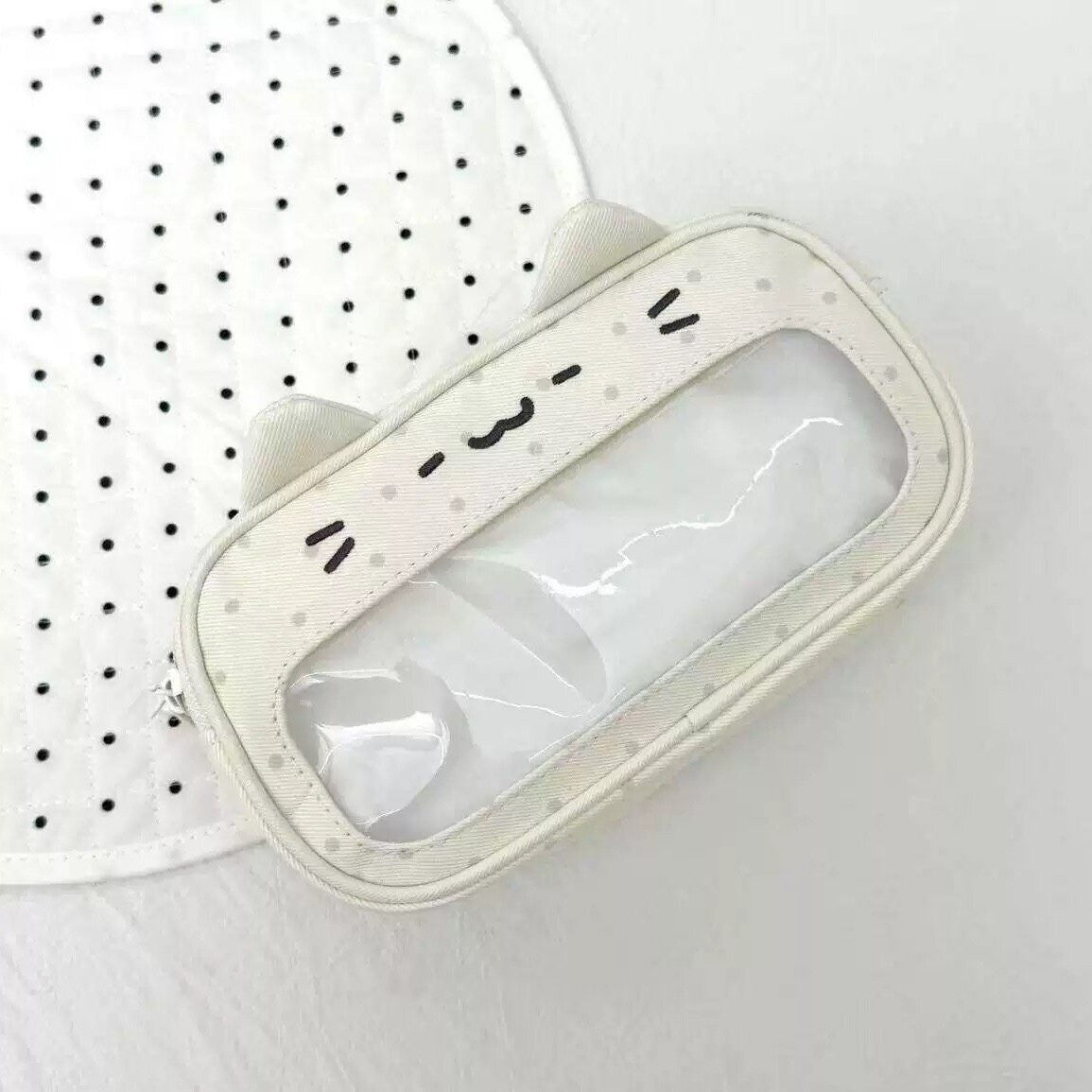 Japanese-Style Cartoon Kt Cat Ear Plush Pencil Case, High-Capacity, High-Appearance Value, Suitable for Middle and High School Students