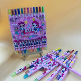 1012 cartoon cute 12 color rotating crayon creative painting stationery kindergarten children long crayons
