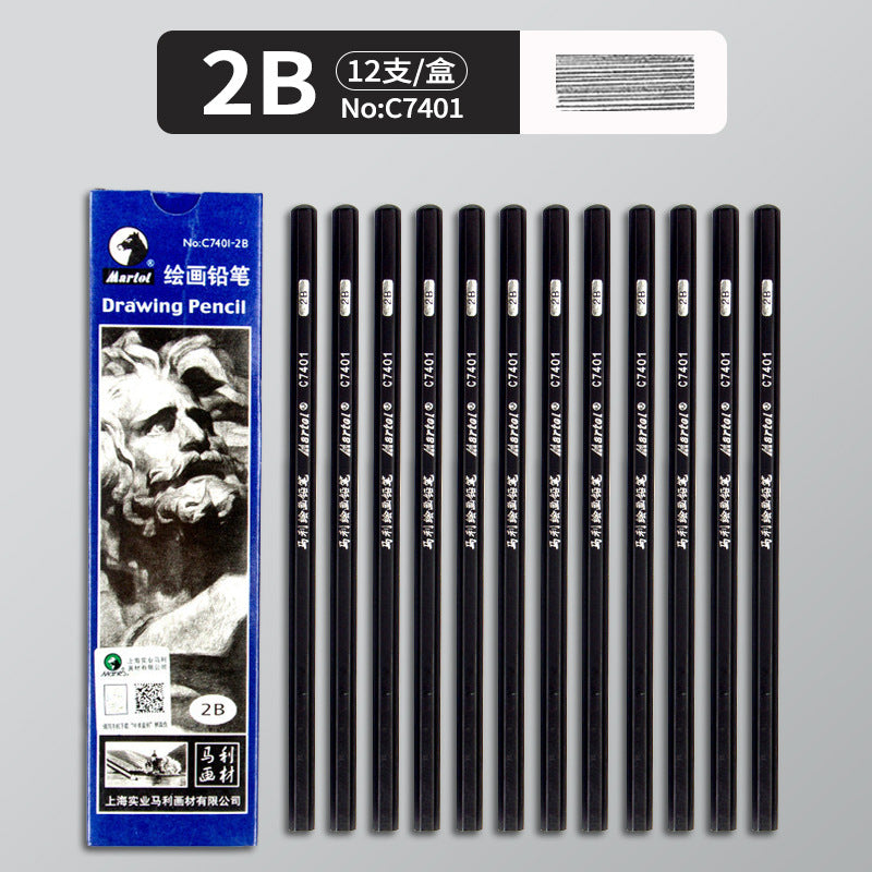 Marley Pencil Sketch Black Full Set Boxed Soft Medium Hard Charcoal Pen hb Art Drawing Exam Matte Sketch Pencil