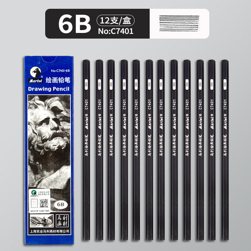 Marley Pencil Sketch Black Full Set Boxed Soft Medium Hard Charcoal Pen hb Art Drawing Exam Matte Sketch Pencil
