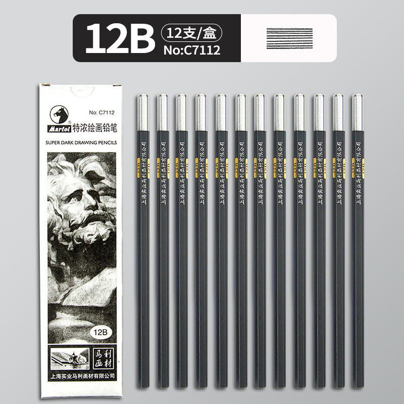 Marley Pencil Sketch Black Full Set Boxed Soft Medium Hard Charcoal Pen hb Art Drawing Exam Matte Sketch Pencil
