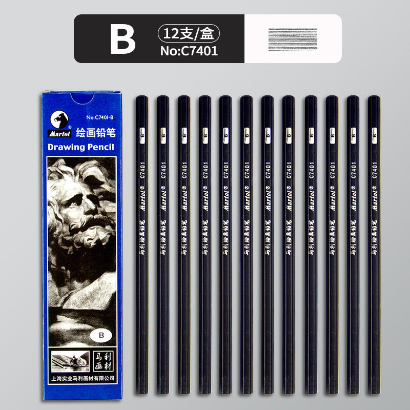 Marley Pencil Sketch Black Full Set Boxed Soft Medium Hard Charcoal Pen hb Art Drawing Exam Matte Sketch Pencil