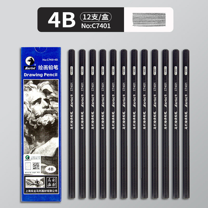 Marley Pencil Sketch Black Full Set Boxed Soft Medium Hard Charcoal Pen hb Art Drawing Exam Matte Sketch Pencil