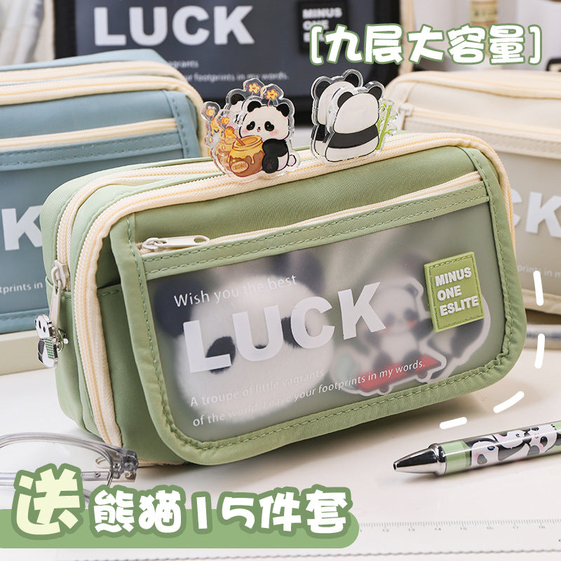 Stationery Pencil Case Large Capacity Flip Cover High-Looking Ins Student Pencil Case Junior High School Student Niche Men and Women Stationery Box