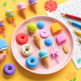 Creative modeling student rubber ice cream cake eraser set hamburger cartoon eraser Stationery Gift