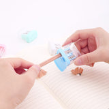 Deli double-hole pencil sharpener plastic pencil sharpener with lid pencil sharpener cute children pencil sharpener pencil sharpener wholesale