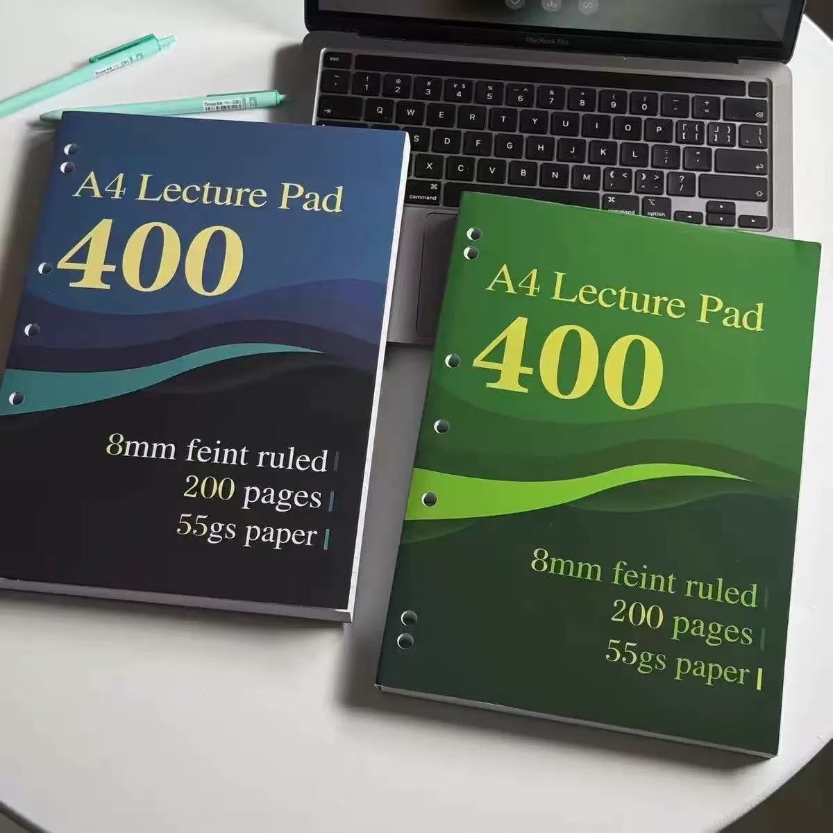 A4 Thickened 200-Page Thin Notebook for Students, Suitable for Exam Preparation, Public Service Exams, and Note-Taking, with American-Style Horizontal Lines