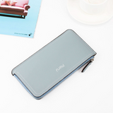 PIERU Ultra-Thin Women’s Long Wallet – Plaid PU Leather with Metal Zipper