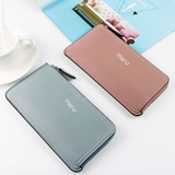 PIERU Ultra-Thin Women’s Long Wallet – Plaid PU Leather with Metal Zipper