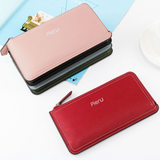 PIERU Ultra-Thin Women’s Long Wallet – Plaid PU Leather with Metal Zipper