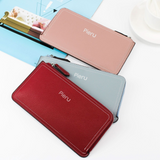 PIERU Ultra-Thin Women’s Long Wallet – Plaid PU Leather with Metal Zipper