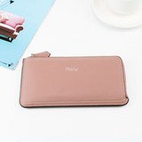 PIERU Ultra-Thin Women’s Long Wallet – Plaid PU Leather with Metal Zipper