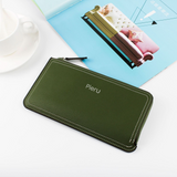 PIERU Ultra-Thin Women’s Long Wallet – Plaid PU Leather with Metal Zipper