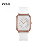 POSHI Women’s Fashion Quartz Watch – Square Dial, Silicone Strap