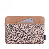 Leopard Print Laptop Sleeve – Waterproof PU Case for MacBook & More (11–15 Inch)