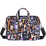 Laptop Shoulder Bag – Waterproof Polyester Case with Multicolor Alphabet Print (13"-15")