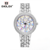 BELBI Women's Diamond Quartz Watch – Full Diamond Dial, Luminous Hands, Waterproof