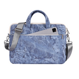 Blue Stone Marble Waterproof Laptop Bag – Fits 13" to 15" – Briefcase Style with Front Pocket