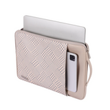 Beige PU Leather Laptop Sleeve – Waterproof & Shockproof Houndstooth Case (11–15 Inch)