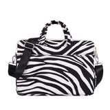 White Zebra Striped Waterproof Laptop Bag – Fits 13"–15" with Front Pocket