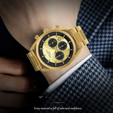 PRECIOUS DUKE Men’s Stainless Steel Business Watch – 6-Hand Quartz Chronograph Dial