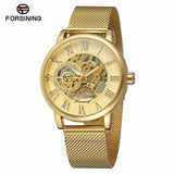 Forsining Men’s Mechanical Skeleton Watch – Mesh Strap Fashion Timepiece with Hollow Dial